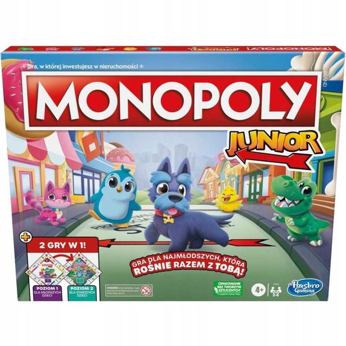 Monopoly Junior 2w1 Gra Planszowa Dla Dzieci i Rodziny Hasbro Prezent