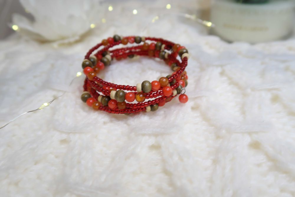 Bransoletka koraliki boho drewno handmade ręcznie robiona etno 22