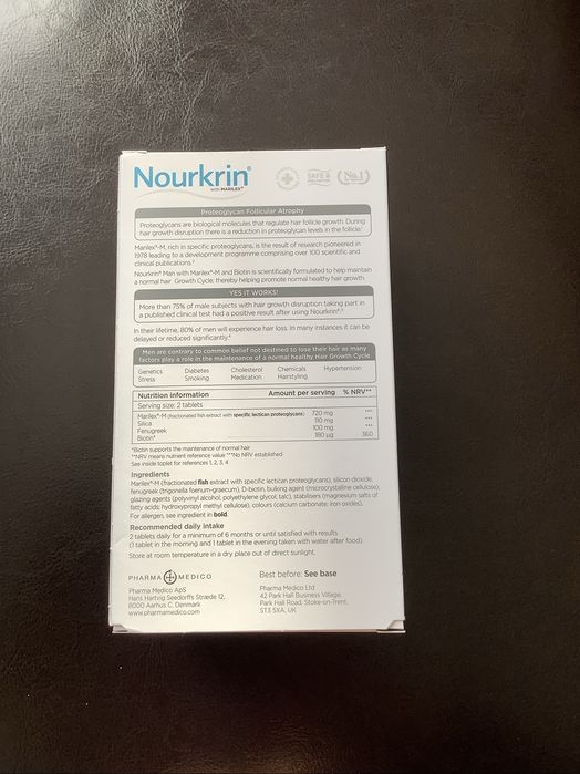 Nourkrin men proteoglikany dla mężczyzn 3 miesiące kuracji 180 tabletek