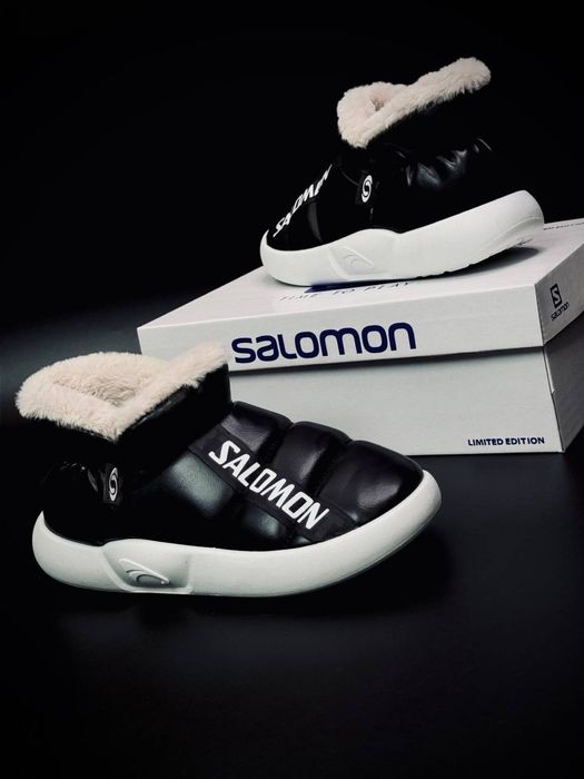 Дутики Salomon натуральный мех Топ качество Кожаные чуни Снегоходы бабуши Саломон до -30 теплые зимние дутыши саломон унисекс