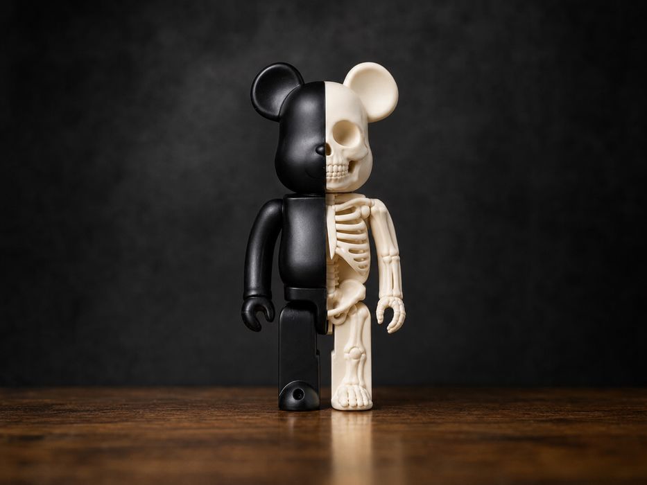 Bearbrick Skull Half Black | Коллекционная фигурка Bearbrick