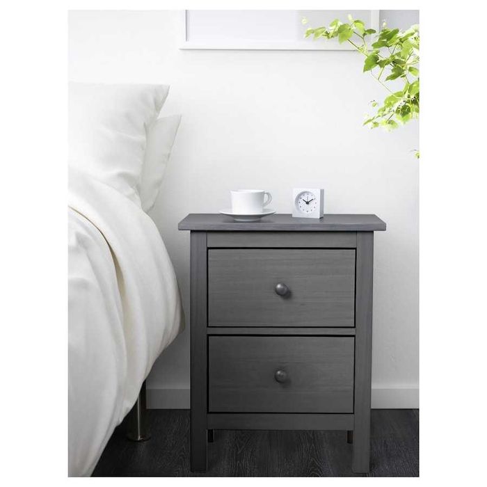 Cama de casal HEMNES marrom-preto, 180x200