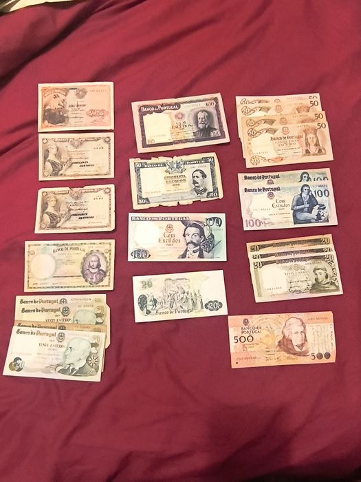 Lote 22 Notas Antigas Banco de Portugal – Escudos – Coleção / Numismát