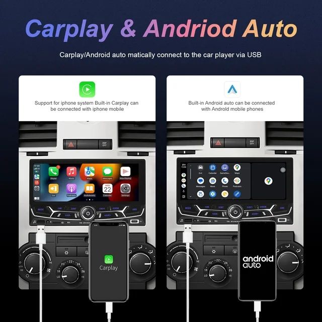Rádio 2din 6,86 polegadas Bluetooth Carplay USB FM type-C Touch | NOVO
