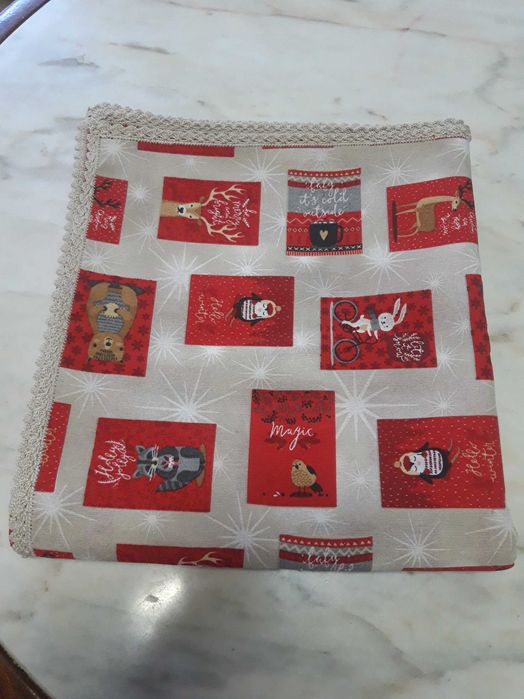 Toalha de Natal com remate em croché - 2,80X1,45