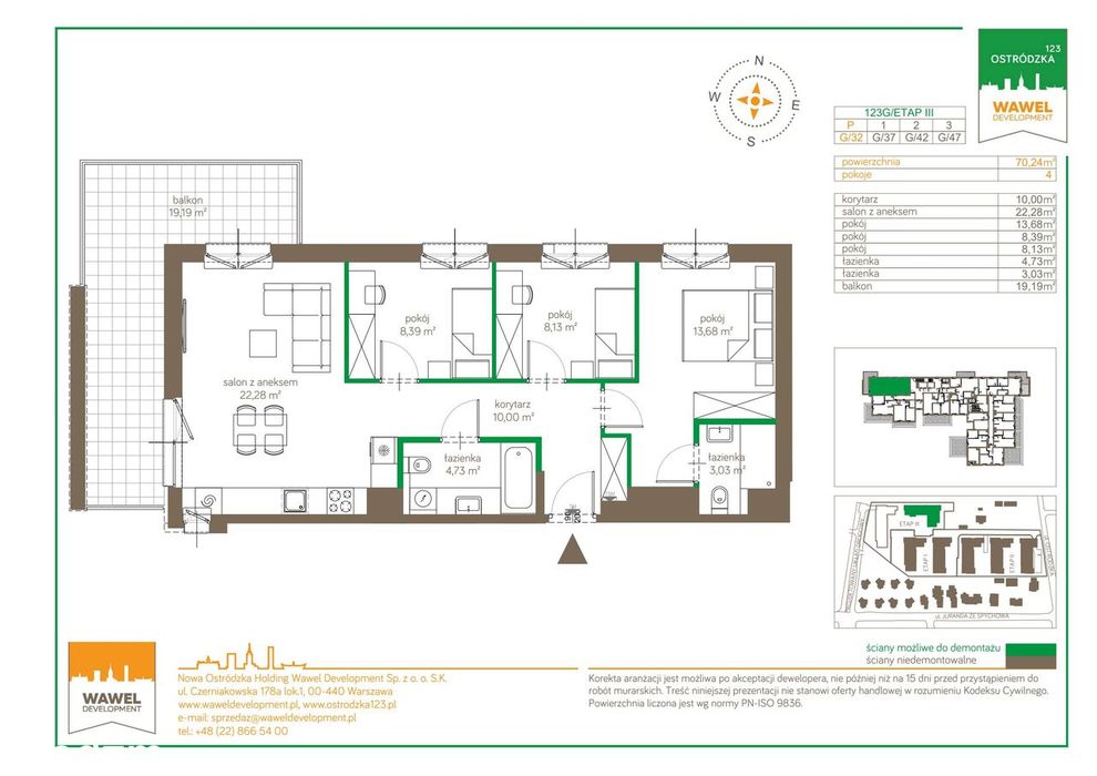 4-pokojowe mieszkanie 70m2 + balkon Bezpośrednio
