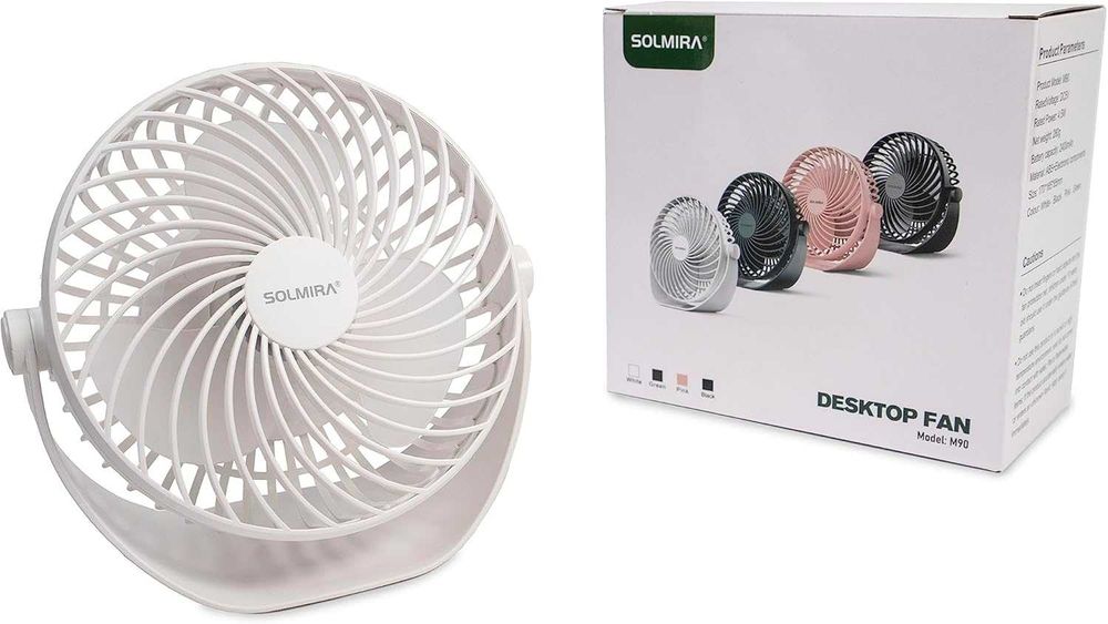 Biały bezprzewodowy wentylator biurkowy USB-C Cichy akumulator 2400mAh