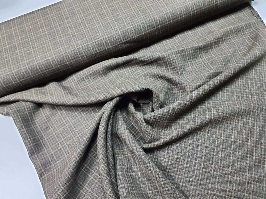 Tkanina brąz/beż kratka szer.160 cm.