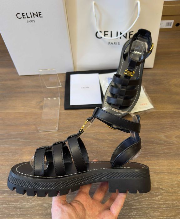 ‼️АКЦІЯ / Останні Розміри‼️Босоніжки Gladiator Celine Clea Triomphe Black/ Босоножки Celine /Сандалі Селіне
