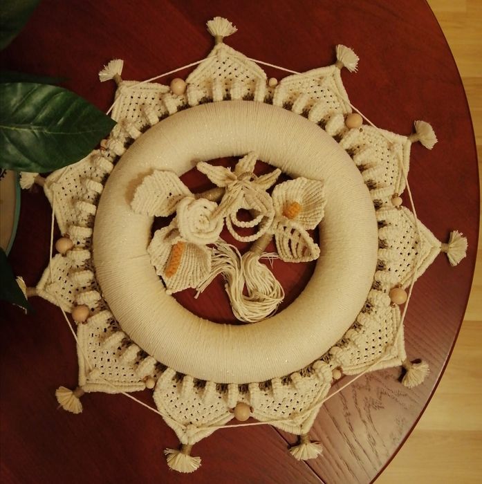 Makrama SUPER STYL mandala bardzo duża gwiazda boho rama lustro