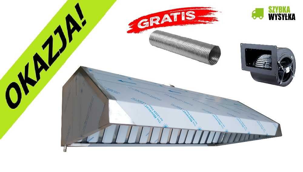 Okap gastronomiczny 200x70x40 FILTR TURBINA Rura Spiro Każdy wymiar