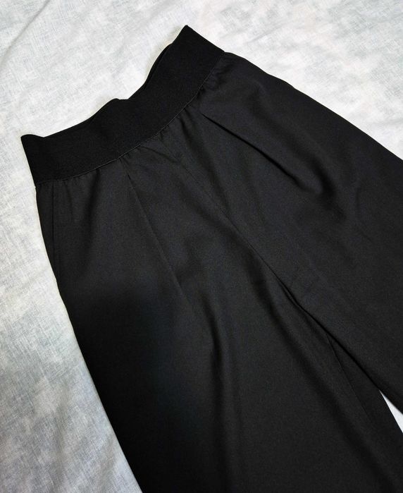 Czarne spodnie z wysokim stanem szerokimi nogawkami ZARA 34 XS