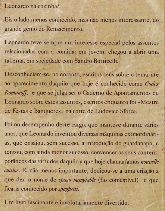 Livro Apontamentos de Cozinha de Leonardo Da Vinci, recolha de Shelagh Routh e Jonathan Routh [Portes Incluídos]