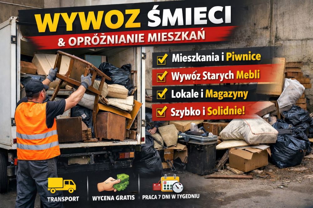 Wywóz śmieci, opróżnianie  mieszka piwnic i lokali