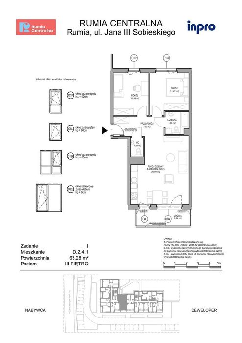 3-pokojowe mieszkanie 63 m² + loggia - Widok 2
