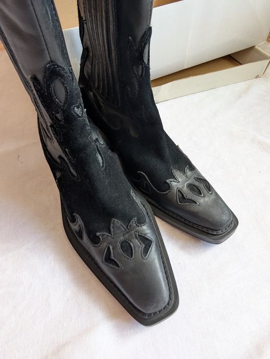 Шкіряні козаки чорні вінтаж