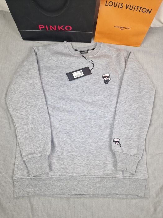 Męska bluza przez głowę Karl Lagerfeld mały znaczek szara premium M-XXXL