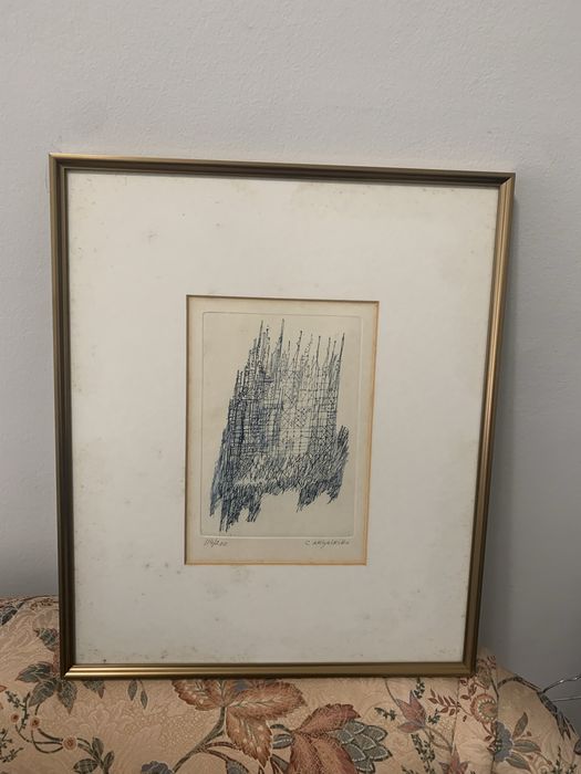 Excelente serigrafia emoldurada do pintor Manuel cargaleiro