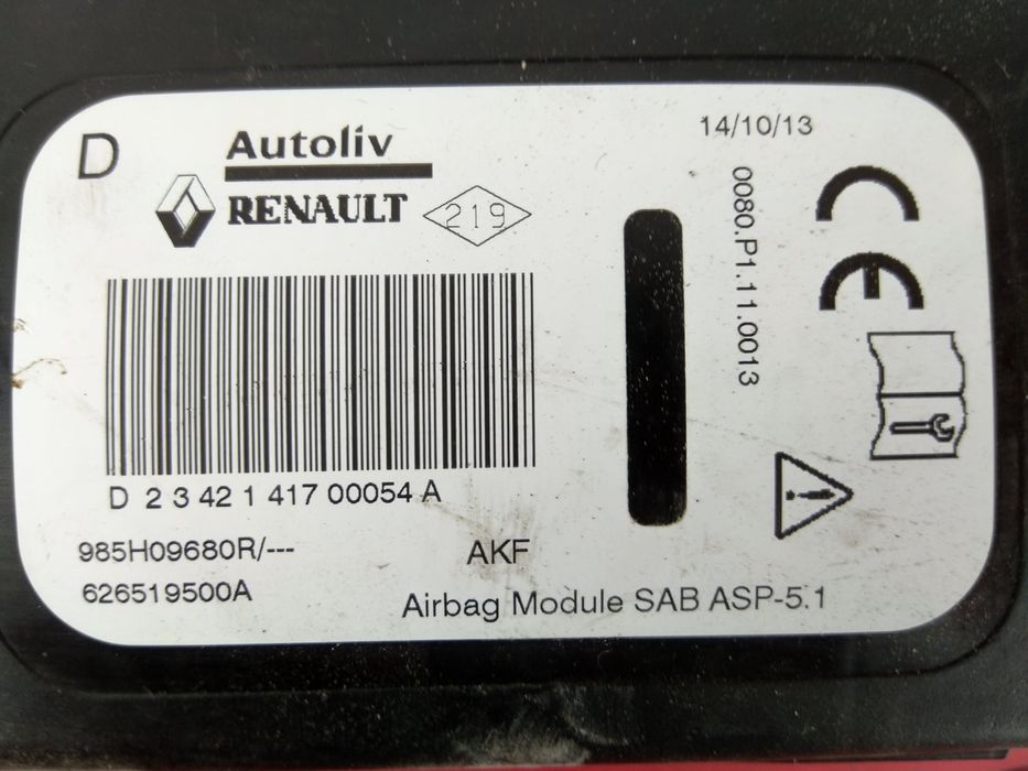 Airbag Banco Direito 985H09680R - RENAULT SCÉNIC III