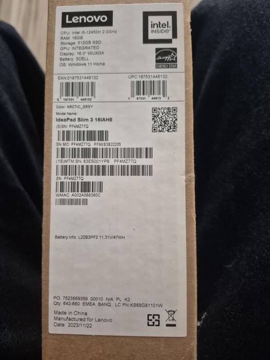 Lenovo Idea Pad Slim 3 (NOWY)