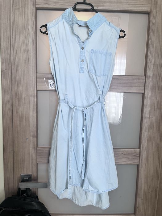 Sukienka koszulowa dziewczęca 164 jasnoniebieska