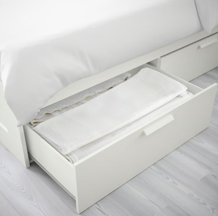 Cama BRIMNES IKEA 160x200 com arrumação – Branca c/ colchão
