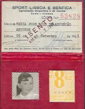 SLB - BENFICA - Carteira de sócio - antiga 1961 - desporto - futebol