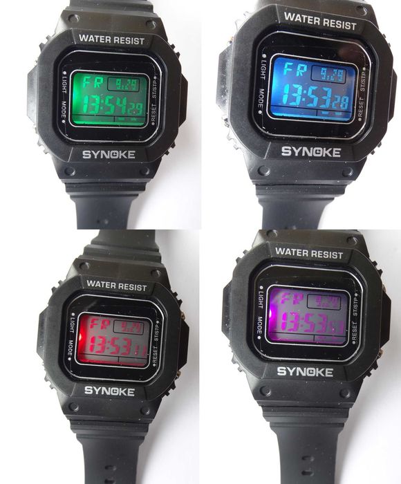 Zegarek elektroniczny męski Synoke sportowy stoper retro PRL WR50
