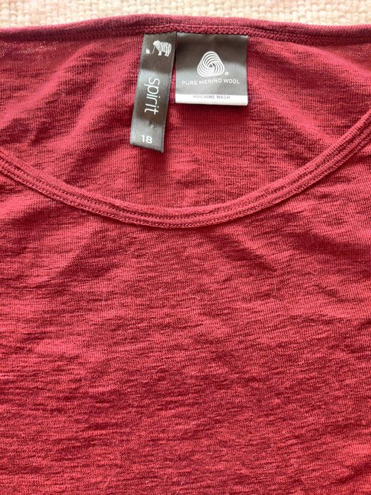 Koszulka, sweter thermo z wełny merino bordowy