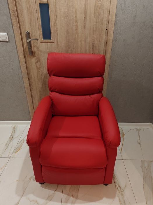 Fotel rozkładany, czerwone wino, sztuczna skóra, fotel wypoczynkowy