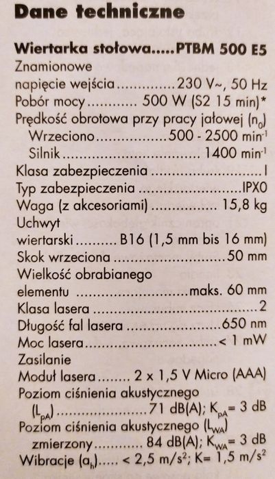 Wiertarka stołowa Parkside