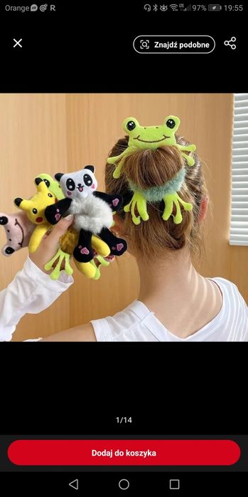 Nowa gumka/gumki do włosów na koka żabka i panda
