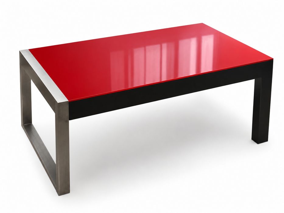 Mesa de Centro Design – Vermelho Lacado e Preto