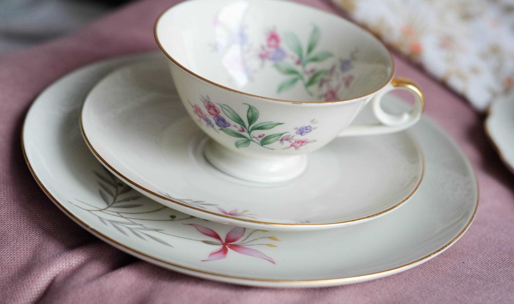 Винтаж чайная тройка двойка,винтажная посуда чашка тарелка Германия ...
