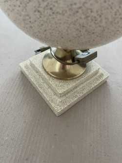 Candeeiro de mesa em cerâmica Bege creme e dourado