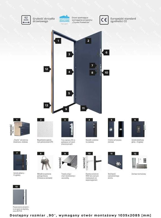 *OD RĘKI Drzwi zewnętrzne WIKĘD BASIC3.0 90 1,3 W/m2k,DOSTAWA W CENIE*