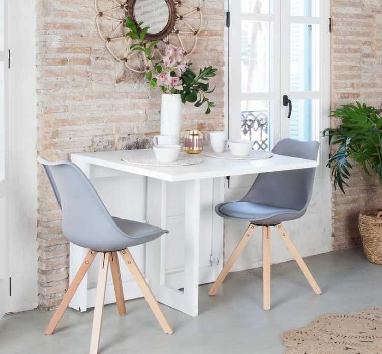 Rectangular folding dining table 88/160 in white lacquered wood