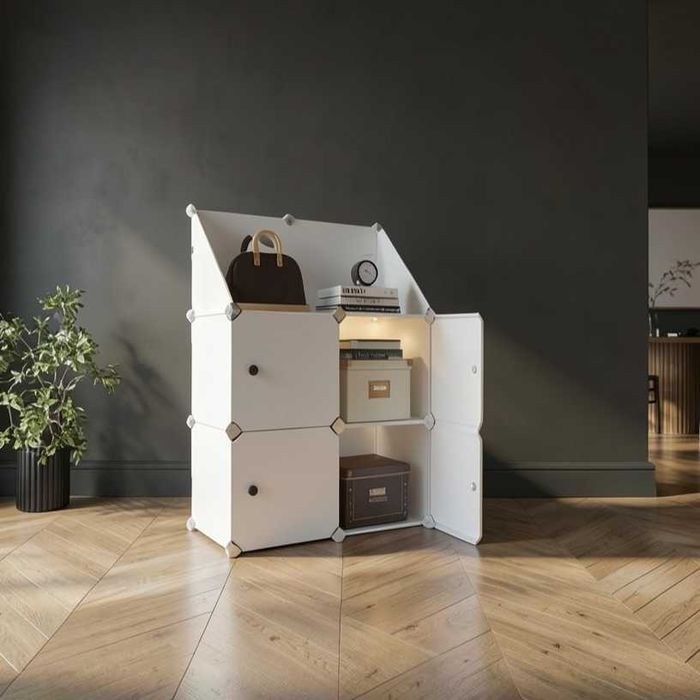 Szafa Modułowa Biała Regał Na Zabawki Ubrania Garderoba DIY Plastikowa