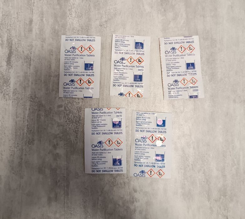 Таблетки 6 шт Oasis для знезараження води 5-6 літрів.