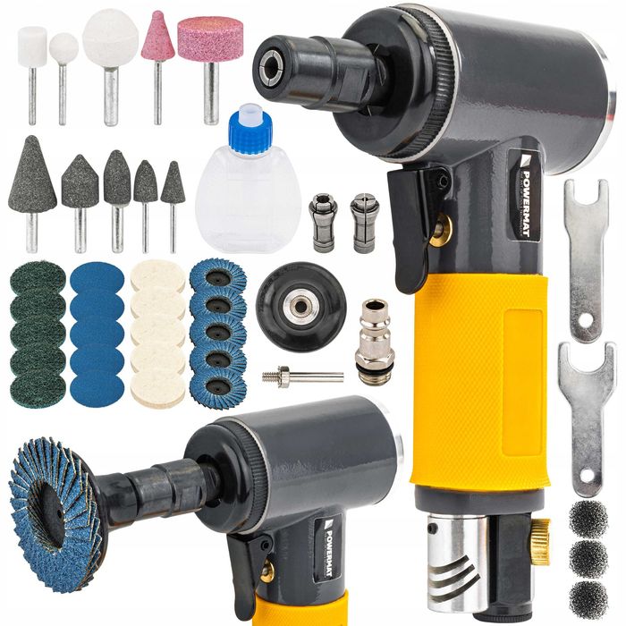 Szlifierka polerka pneumatyczna 1/4" 6bar zestaw frezów padów