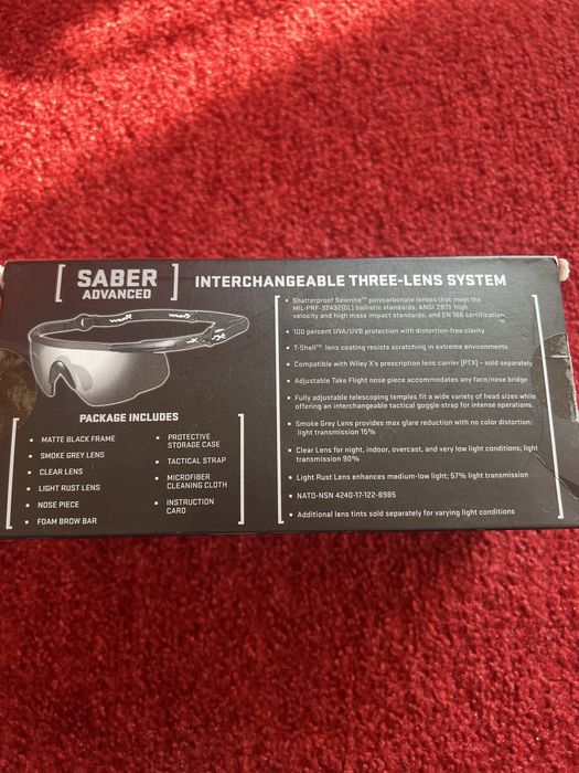Окуляри балістичні Wiley X Sabre Advanced mod.308 3 лінзи