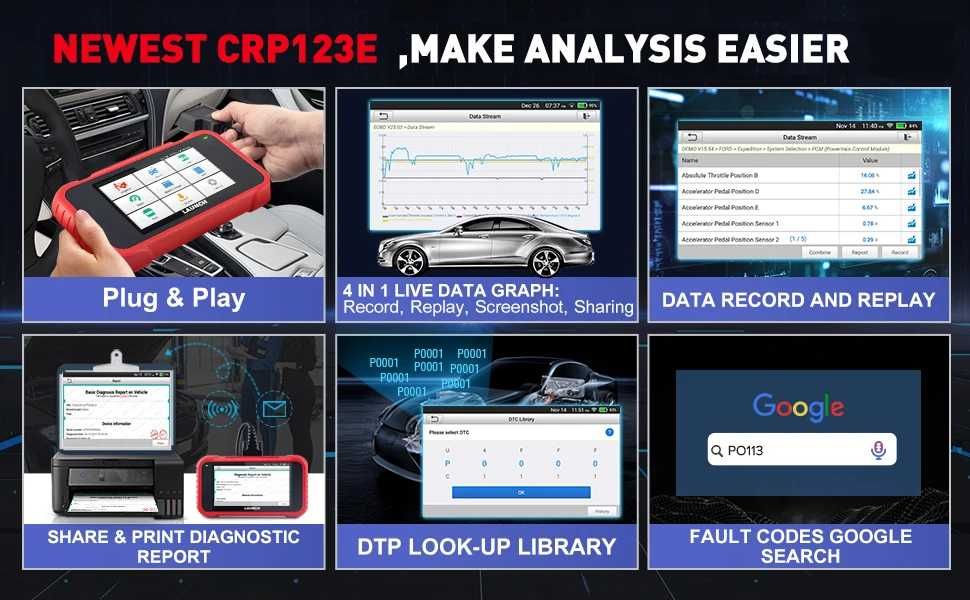 Launch CRP123E V3 Maquina Diagnóstico OBD Actualizações Grátis Vitalícias (NOVO)