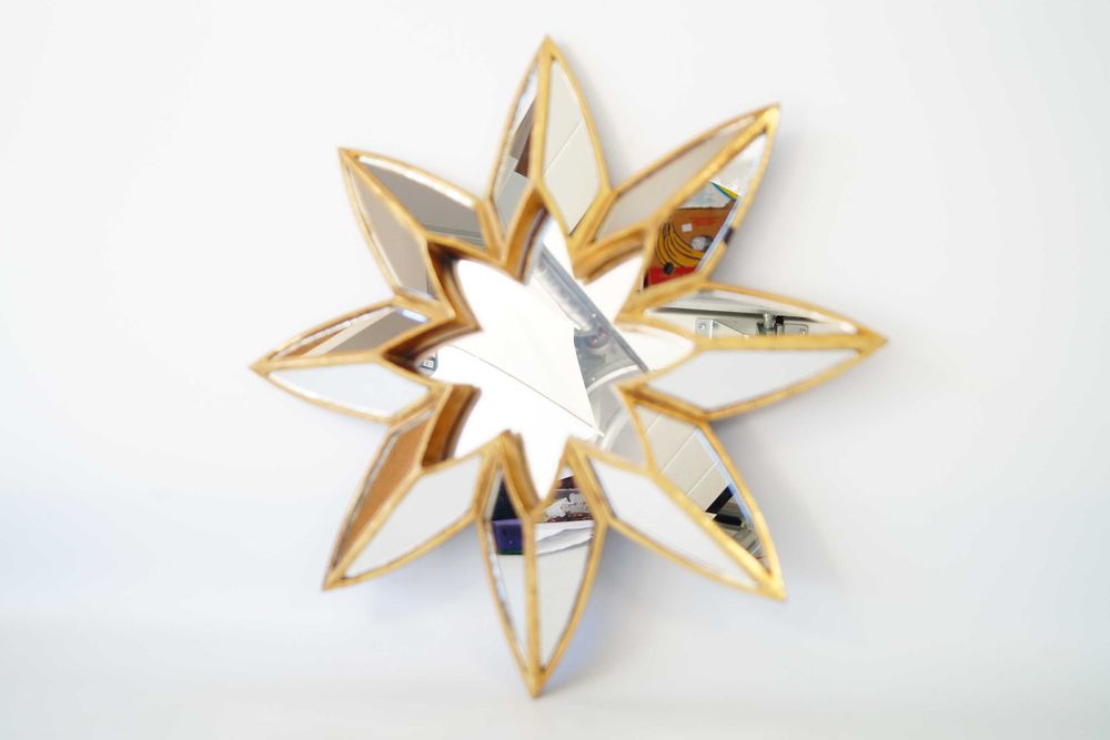 Dekoracyjne lustro dekor na ścianę złoty SŁOŃCE glamour