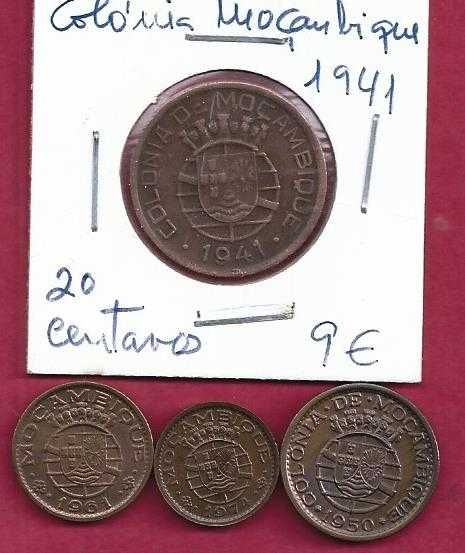 MOÇAMBIQUE   EX-COLONIA  4 Moedas de 20 Centavos  Div Datas
