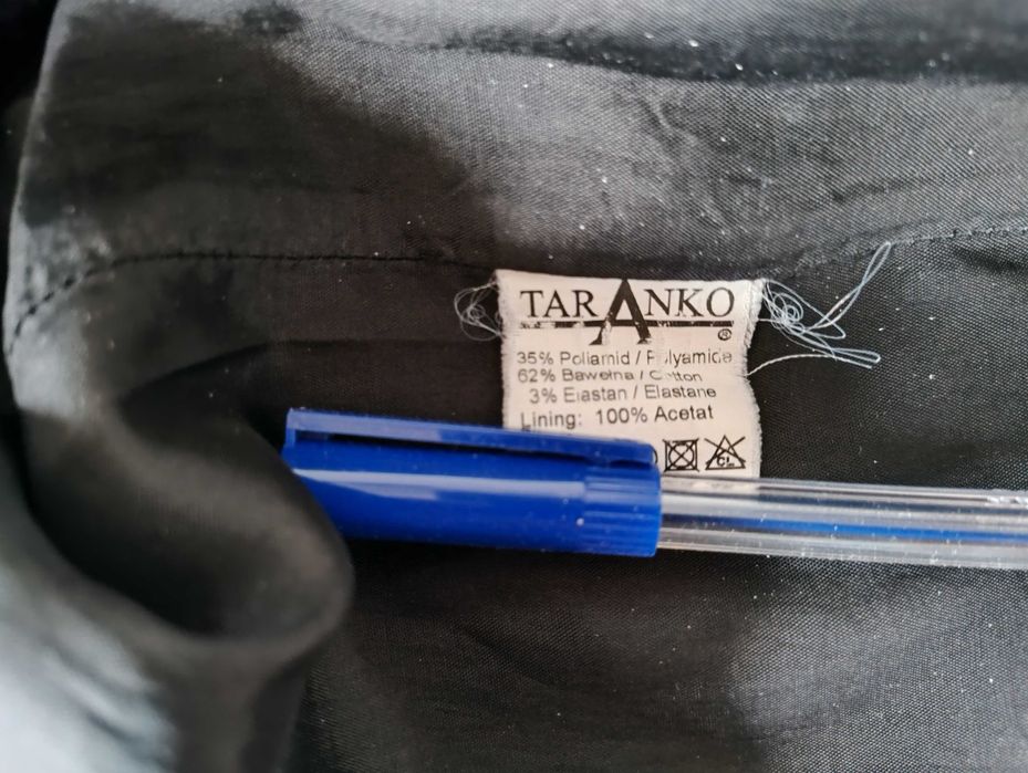 Spódnica Taranko 36 czarna wizytowa do pracy, bluzka dzianina 36 kratk