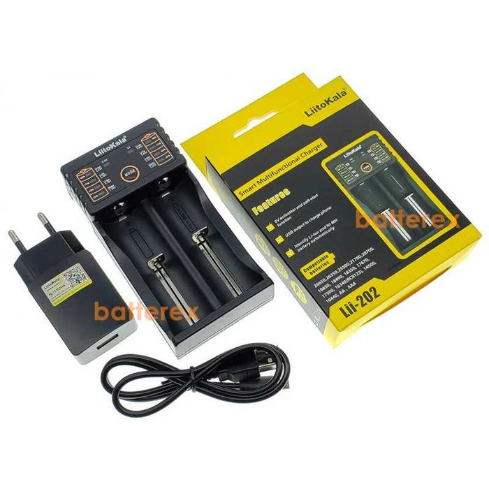 Зарядний пристрій LiitoKala Lii-202 + Ориг Блок Живлення зарядка 18650
