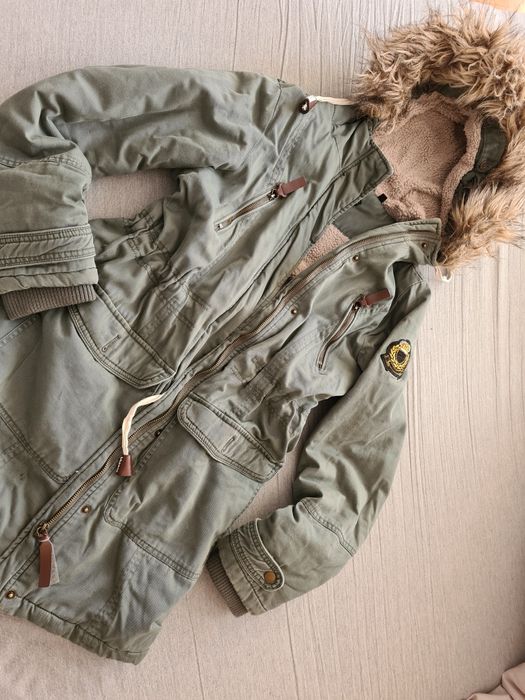 Parka r.m khaki# z kapturek na jesień/ zimę. R.38-40