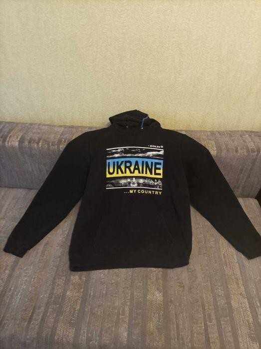 Чорна флісова кофта з написом UKRAINE