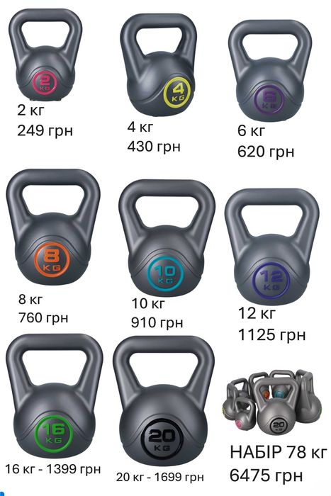Гиря для кросфіт вінілова / Набір гирь crossfit / Гиря виниловая