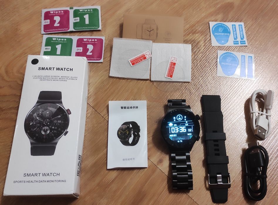 Смарт часы Smartwatch QW33 Bluetooth 2 ремешка, 2 защитных стекла